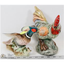 VINTAGE CERAMIC ROOSTER AND PHEASANT.