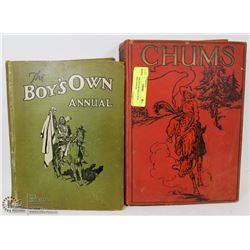 TWO 1930S BOYS BOOKS CHUM BOYS OWN ANNUAL.