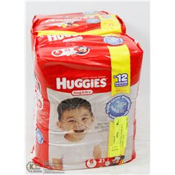 3 HUGGIES SIZE 6 PACKS OF 21 DIAPERS - 35LBS