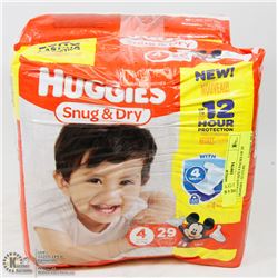 2 HUGGIES SIZE 4 PACKS OF 29 DIAPERS - 22-37LBS