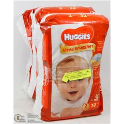 3 PACKS OF 32 SIZE 2 HUGGIES LITTLE SNUGGLERS