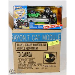 CASE OF 6 HOTWHEELS MONSTER JAM TRAVEL TREADS