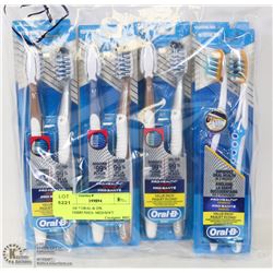 BAG OF 7 ORAL-B 2PK TOOTHBRUSHES- MED/SOFT