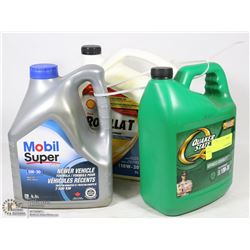 3 JUGS OF MOTOR OIL: QUAKERSTATE 10W30, MOBILE