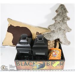 DECORATIVE WOODEN BEAR IN THE WOODS CRATE