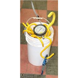PAIL OF ASSORTED RAFTER HOOKS/GARAGE ORGANIZATION