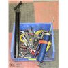Image 1 : BLUE BIN OF ASSORTED HAND TOOLS & SHOP SUPPLIES