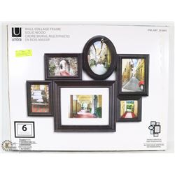 NEW IN BOX UMBRA SOLID WOOD COLLAGE PICTURE FRAME