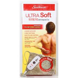 SUNBEAM ULTRASOFT HEATING PAD WITH INTEGRATED TIES
