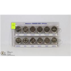 2000 CANADIAN 12 COIN COMMEMORATIVE QUARTER SET