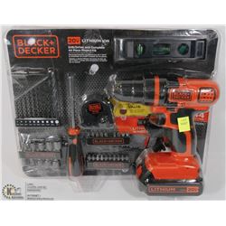 BLACK & DECKER 20V DRILL AND 44PC PROJECT KIT