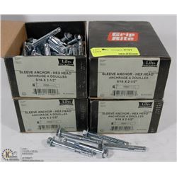 4 CASES OF SLEEVE ANCHORS HEX HEAD