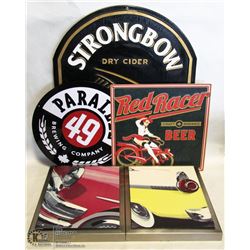 BOX OF BEER SIGNS & PICTURE/DECOR