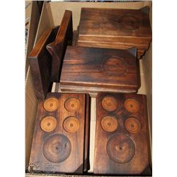 BOX OF SOLID WOOD BAR PLATTERS