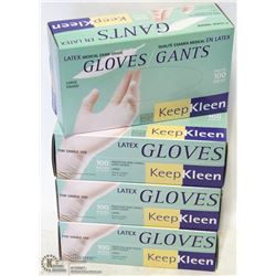 LOT OF 4 BOXES OF SIZE: LARGE LATEX GLOVES