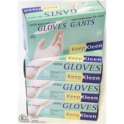 LOT OF 4 BOXES OF SIZE: LARGE LATEX GLOVES