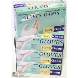 LOT OF 4 BOXES OF SIZE: LARGE LATEX GLOVES