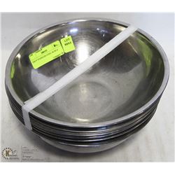 TEN 9" STAINLESS STEEL BOWLS ON CHOICE