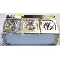 NEW SS CONDIMENT STATION WITH 3 INSERTS