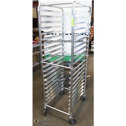 ME#10) 20 SHEET ALUMINUM PAN RACK ON WHEELS