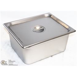 ME#7 SS FOOD PAN HALF SIZE 6" DEEP WITH LID