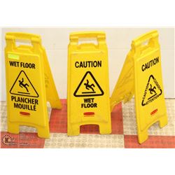 LOT OF 3 RUBBERMAID WET FLOOR SIGNS