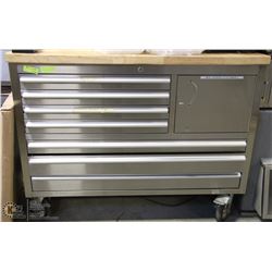 7 DRAWER ROLLING STORAGE TABLE WITH PREP TOP