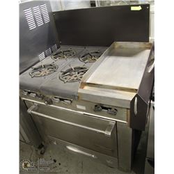 GARLAND 36" GAS RANGE, 4 BURNERS AND GRILL.