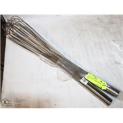 LOT OF 2 NEW 22" FRENCH WHIPS, 18/8 SS