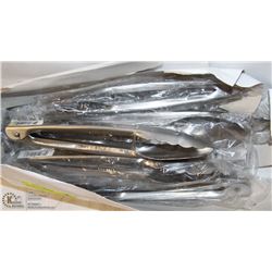 LOT OF 12 NEW 9" SS EXTRA HEAVY DUTY TONGS