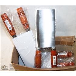 LOT OF 6 NEW WOOD HANDLE CLEAVERS