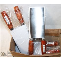 LOT OF 6 NEW WOOD HANDLE CLEAVERS