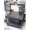Image 1 : 3 SHELF UTILITY STORAGE CART 32"X28"X49".