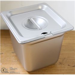 ME#6 SS FOOD PAN 1/4 SIZE 6" DEEP WITH LID