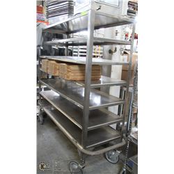 2) STAINLESS STEEL SHELVES ON WHEELS