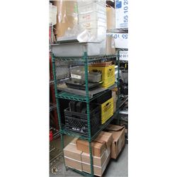 COMPLETE RACK FULL OF MISC. RESTARAUNT EQUIPMENT