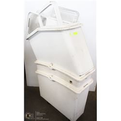 LOT OF 3 STORAGE CONTAINERS ON WHEELS