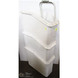 LOT OF 3 STORAGE CONTAINERS ON WHEELS