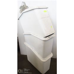 LOT OF 3 STORAGE CONTAINERS ON WHEELS