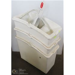 LOT OF 3 STORAGE CONTAINERS ON WHEELS