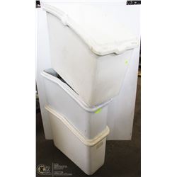 LOT OF 3 STORAGE CONTAINERS ON WHEELS