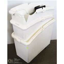 LOT OF 3 STORAGE CONTAINERS ON WHEELS