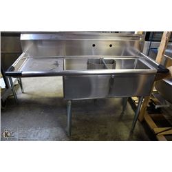 NEW ICB 2 BAY STAINLESS STEEL SINK 57" X 24" X 45"