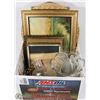 Image 1 : VINTAGE PICTURE,  FRAMES HEAVY GLASS VASE, VINTAGE