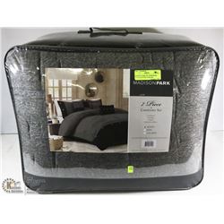 MADISON PARK 7PC COMFORTER SET ,QUEEN GREY & BLACK