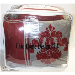 CHIC HOME 12PC COMFORTER SET QUEEN,GREY/RED