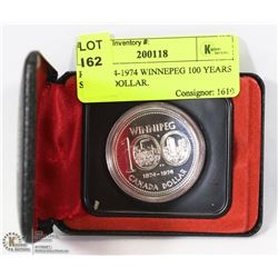 RCM 1874-1974 WINNIPEG 100 YEARS SILVER DOLLAR.
