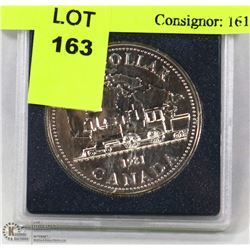 RCM 1981 TRAIN SILVER DOLLAR COIN.