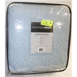 MADISON PARK BEDSPREAD SET,QUEEN,BLUE DESIGN
