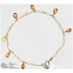 1) 10KT YELLOW GOLD MULTI-SAPPHIRE 7" BRACELET